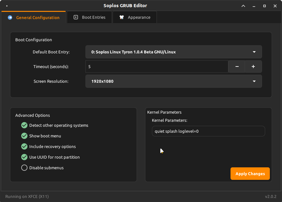 GRUB Editor — General Configuration