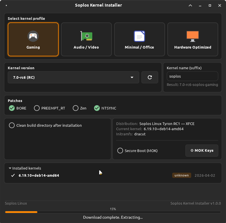 Kernel Installer progress