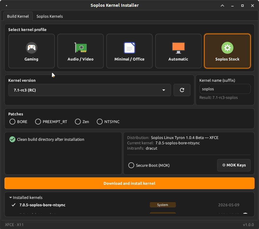 Kernel Installer stock profile