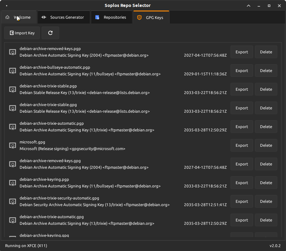 Repo Selector — GPG Keys