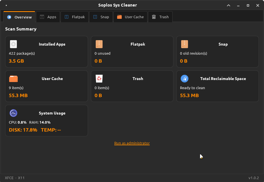 Sys Cleaner overview user mode