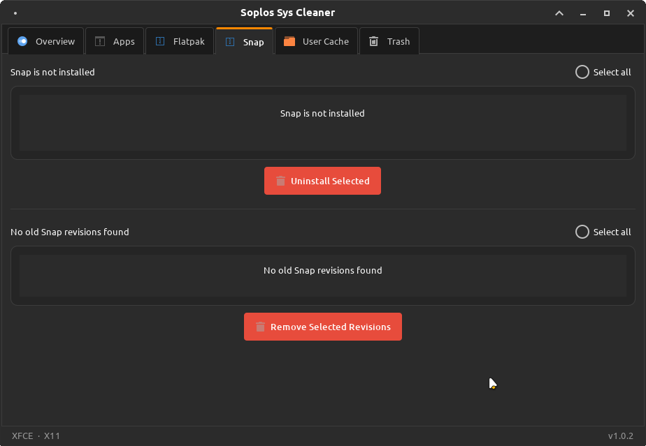 Sys Cleaner Snap tab
