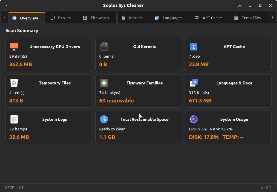 Sys Cleaner overview admin mode