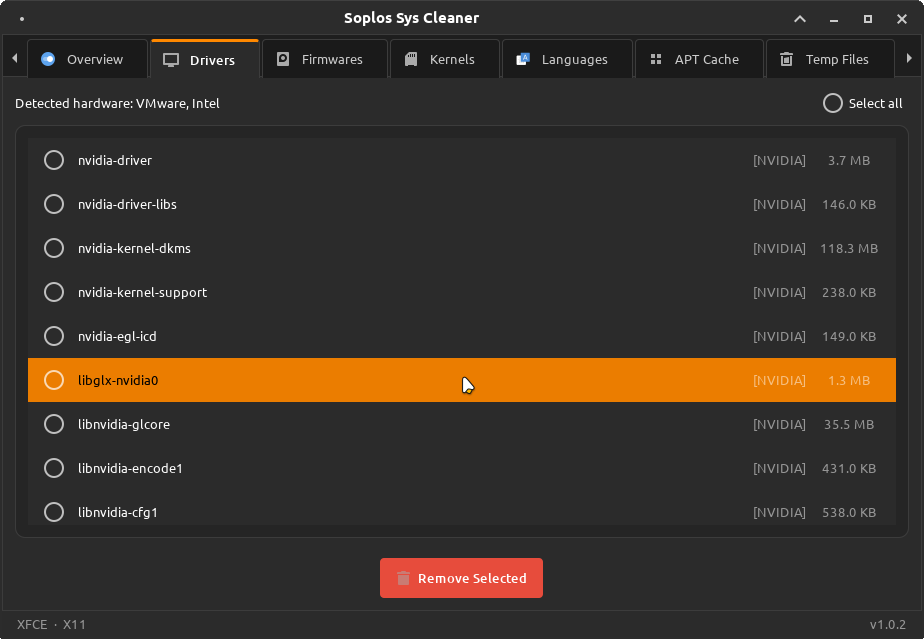 Sys Cleaner drivers tab