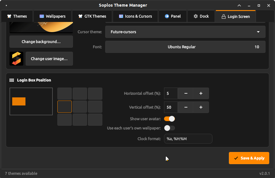 Login Screen settings