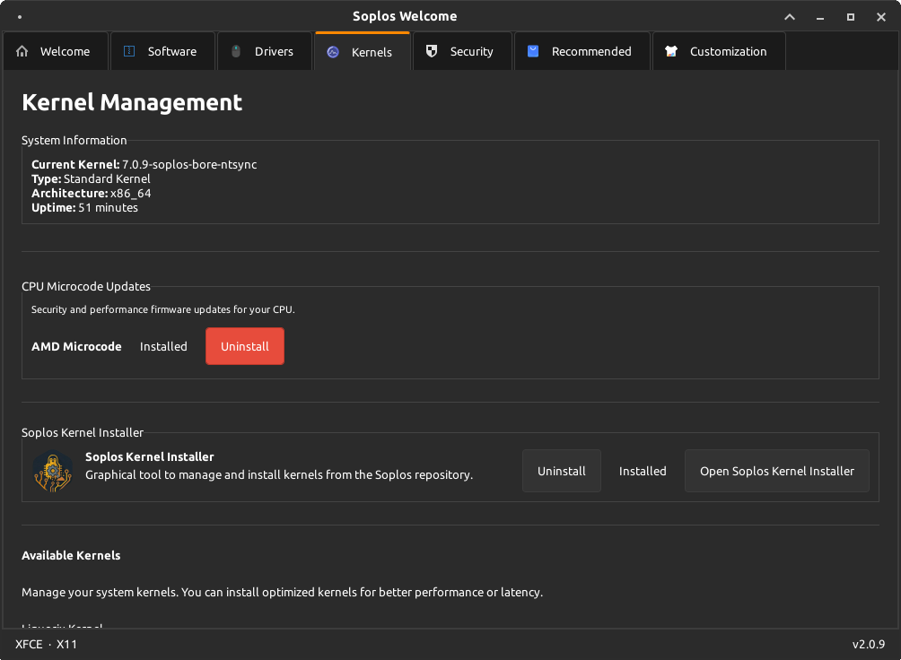 Soplos Welcome — Kernel Management