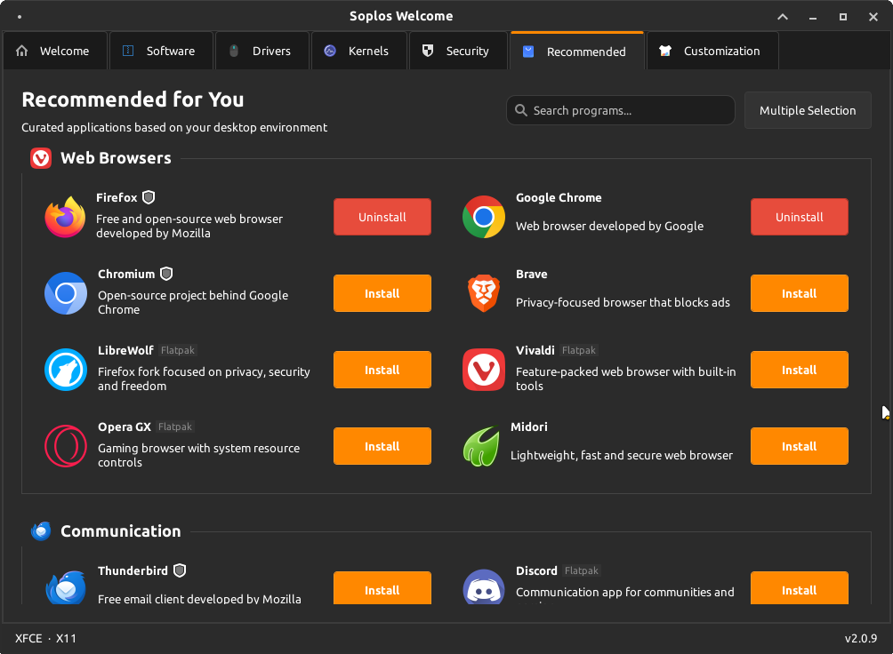 Soplos Welcome — Recommended Apps
