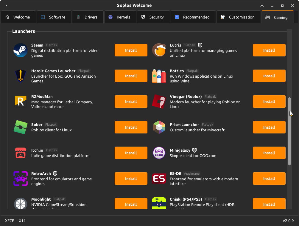 Soplos Welcome — Game Launchers