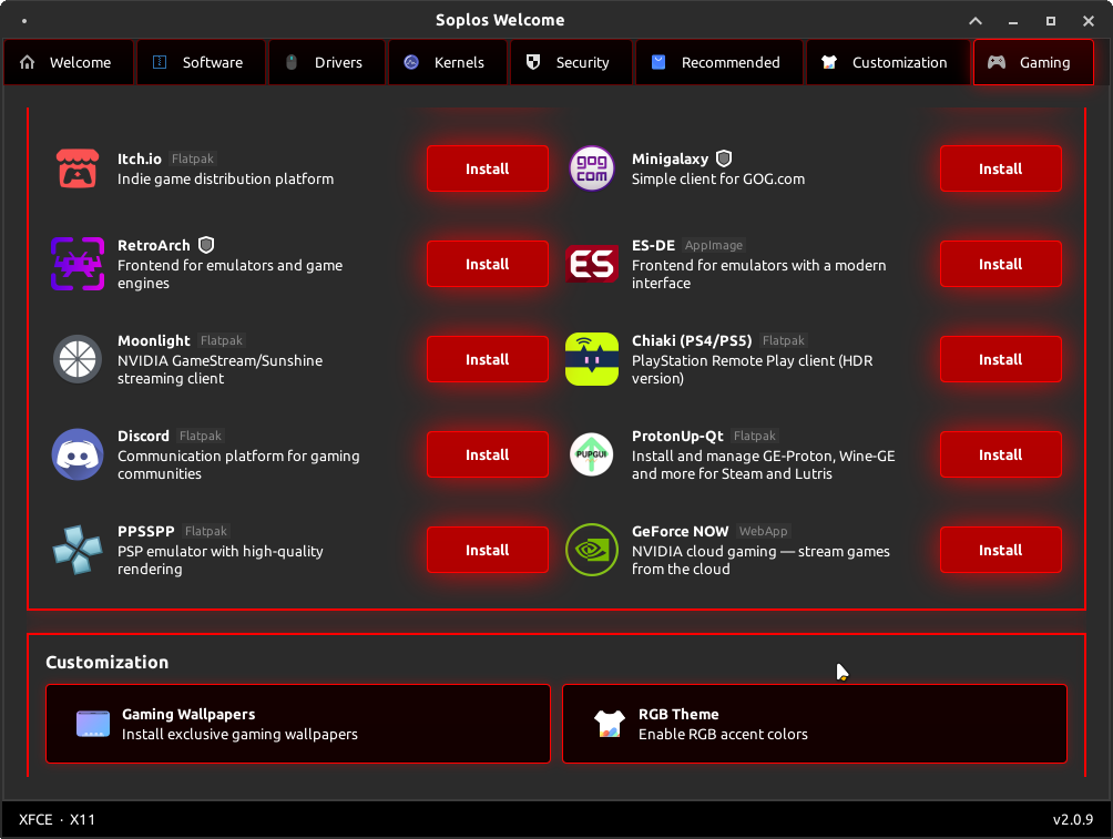 Soplos Welcome — Gaming Customization